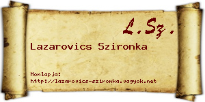 Lazarovics Szironka névjegykártya